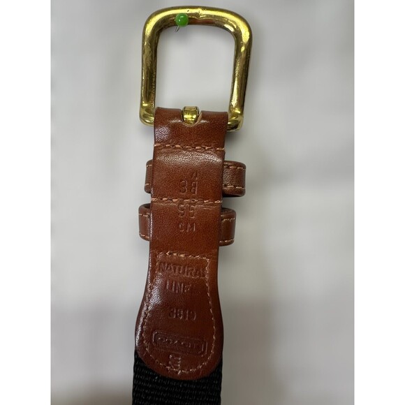 Vintage Women's Coach Brown Leather & Black Stretch Fabric Belt Size 38” 95cm - Picture 8 of 8